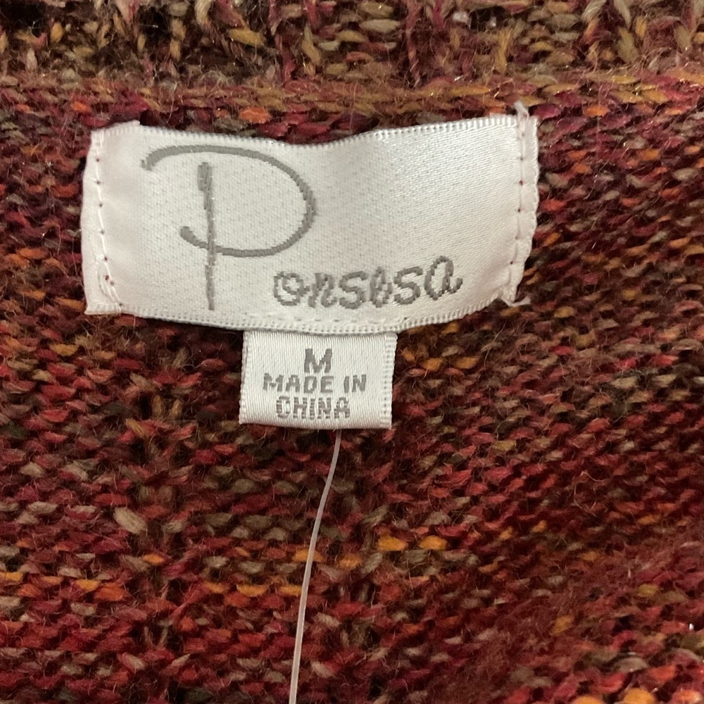 Ponsesa Open Front Cardigan in Rust Red size Medium - Picture 8 of 10